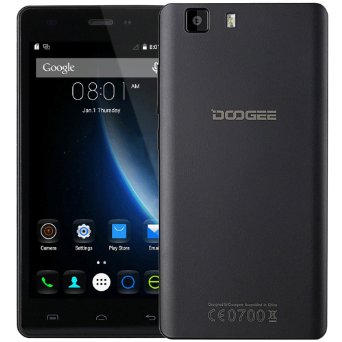 DOOGEE X5 RAM 1GB ROM 8GB 5.0 inch Android 5.1 3G Smart Phone MT6580 Quad Core 1.3GHz Unlocked Cell Phone GSM & WCDMA, Dual SIM (Black)