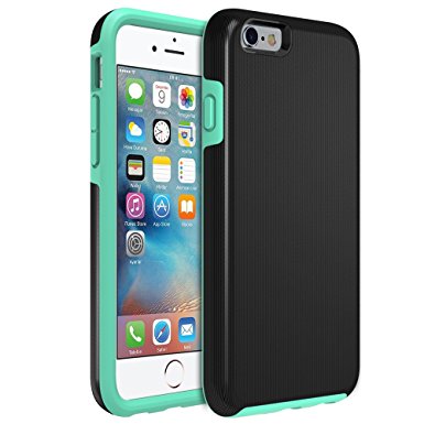 iPhone 6 Case, iPhone 6s Case, Zvedeng Shockproof Impact Resistance Hybrid Dual Layer Protective Case Cover for Apple iPhone 6 / 6S 4.7inch Black/Mint Green