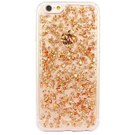 iPhone 6 Case, iPhone 6s Case, BAISRKE Spark Glitter Shine Big Diamond Star Clear Transparent Soft Thickening TPU Back Cover for Apple iPhone 6 6S (4.7 inches) - Rose Gold