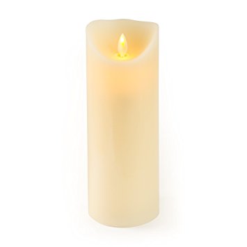 Gideon 9 Inch Flameless LED Candle - Real Wax & Real Flickering Candle Motion - with Multi-Function Remote (On/Off, Timer, Dimmer) - Vanilla Scented, Ivory