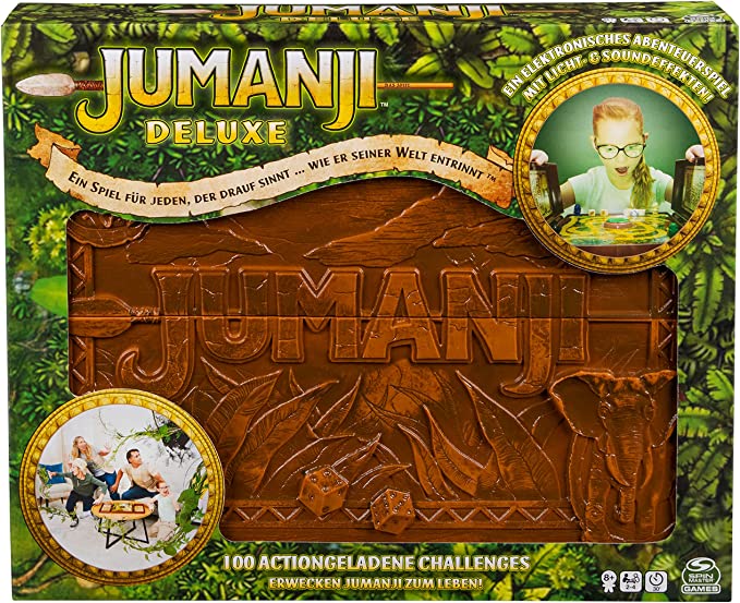 Spin Master Games - Jumanji - das actiongeladene Familienspiel, Deluxe-Version mit Spielcomputer inkl. Licht- und Soundeffekten; für 2–4 mutige Abenteurer ab 8 Jahren