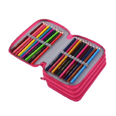 HITOP 4 Layers High Capacity Pencil Case For Teen Girls students (72 inserting holes Rose pink)
