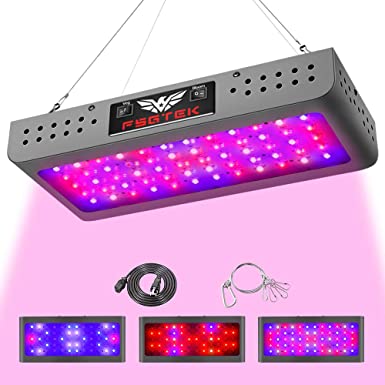 FSGTEK 600 Watt Full Spectrum LED Grow Light, Double Switch with Daisy Chain Function, LED Grow Lamp for Indoor Plants VEG and Flowering, for Hydroponics Greenhouse and Grow Tent, with Hanging Hook