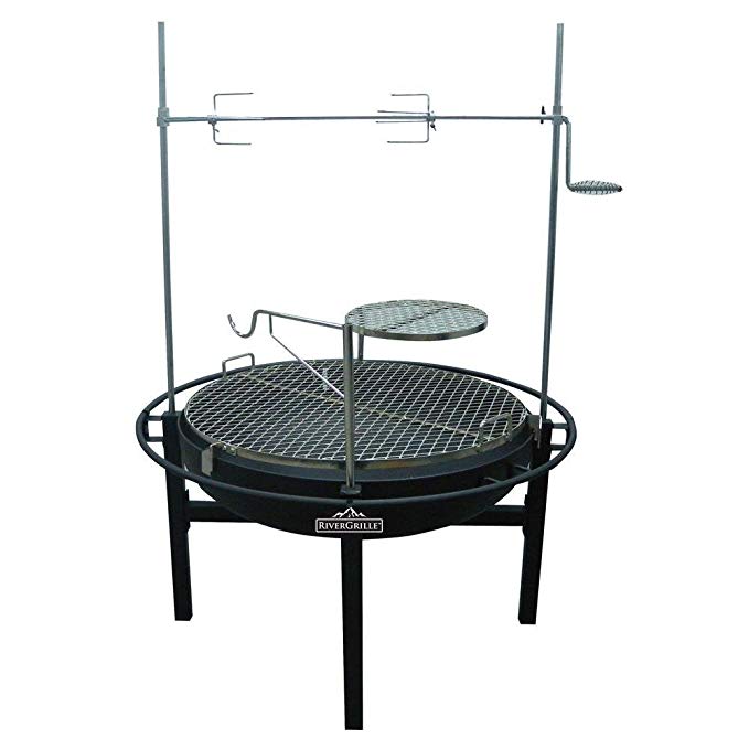 RiverGrille Cowboy 31 in. Charcoal Grill and Fire Pit with Rotisserie