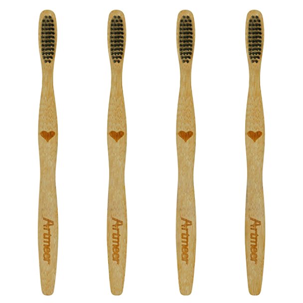 Bamboo Toothbrushes Medium Bamboo Toothbrushes Biodegradable Soft Bristles 4 Pack