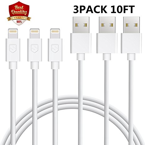 Sundix iPhone Charger, 10ft 3Pack Lightning Cable Sync and Charger Cord Compatible with iPhone X 8 8P 7 7P SE 5 6 6sP iPad Mini Air Pro iPod