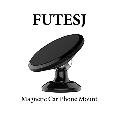 [2017 Design] FUTESJ Magnetic Car Mount Phone Holder for Any Phones, iPhone 7 / 6 / 5 Galaxy S7 / S6 or GPS And One-piece Stylish Design And Strong Magnet,Black