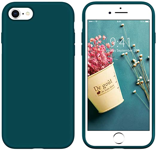 iPhone SE 2020 Case,iPhone 7 Case,iPhone 8 Case,DUEDUE Liquid Silicone Soft Gel Rubber Slim Cover with Microfiber Cloth Lining Cushion Shockproof Full Protective Case for iPhone 7/8/SE2, Teal