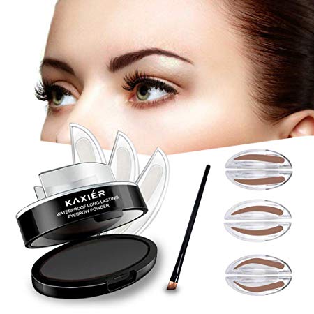 GL-Turelifes 3 Pairs of Seals Waterproof EyeBrow Stamp with Brow Brush Perfect Eye Brow Power One Second Make Up Nature Brow(Black Gray)