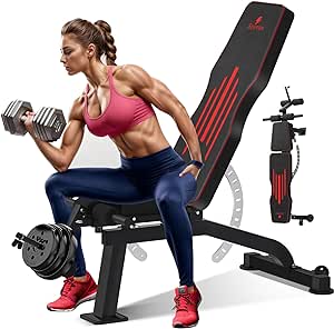 1200LB Workout Bench,Adjustable Weight Bench for Home Gym,Versatile Incline/Decline Workout Bench for Full Body Strength Training