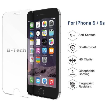 0.26 mm iPhone 6 Screen Protector, B-Tech Premium Tempered Glass Screen Protector for Apple iPhone 6 and iPhone 6s 4.7