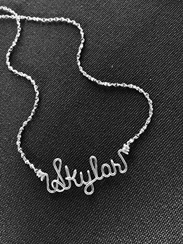 Personalized Silver Wire Name Necklace or Anklet~Charm and Swarovski Birthstone~Any Name~Custom Name Jewelry~Handcrafted gift for Mom, Child, Baby