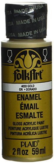 FolkArt Enamel Glitter and Metallic Paint in Assorted Colors (2 oz), 4033, Metallic Gold