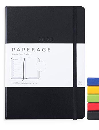 Planner 2020 by Paperage Personal Organizer for Weekly Monthly and Daily Plan, Hardcover, 5.7 x 8 Inches, Black