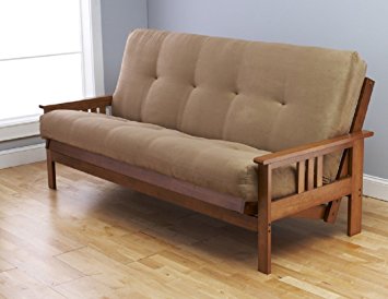 Eldorado Futon Brown Finish Frame w/ Coil 8 Inch Mattress Full Size Sofa Bed (Peat)
