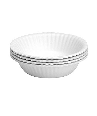 "What Is It?" Reusable White "Paper" Bowls, 6 Inch Melamine, Set of 4