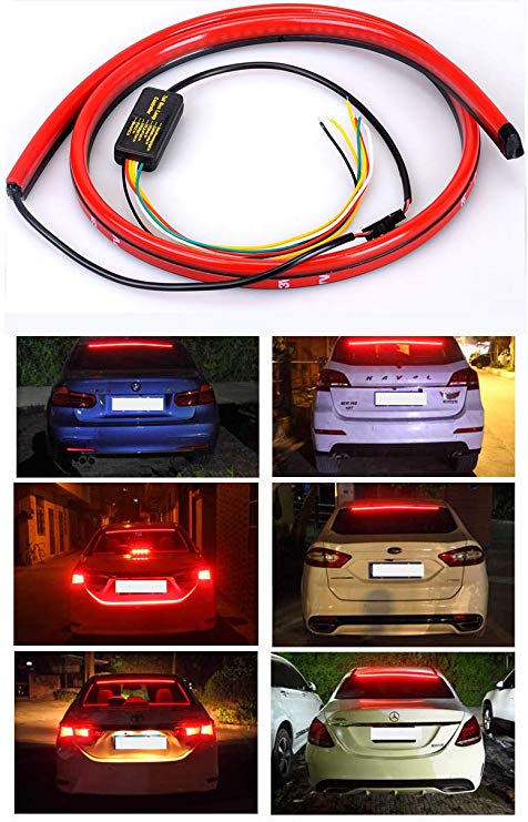 LED's Sequential Turn Signals, Brake, Running, Double Flash for Vehicle Jeep Pickup Truck VAN RV SUV Bus Cargo DC12V，Third Brake Light Bar Strip Flexible High Brake Light Bar Strip Waterproof LED High