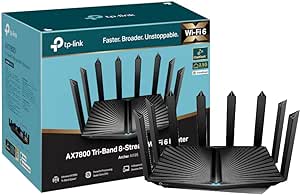 TP-Link AX7800 Tri-Band Gigabit Wi-Fi 6 Router, Wi-Fi Speed up to 7800 Mbps, 1×2.5 Gbps 4×1 Gbps Ports, OneMesh™(Archer AX95) (Renewed)