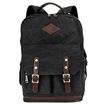 DesertWolf Canvas Backpack - Vintage College Laptop Rucksack - Travel Backpack