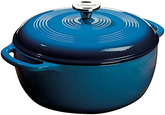 Lodge 5.68 litre / 6 quart Cast Iron/Porcelain Enamel Dutch Oven/Casserole Dish, Blue