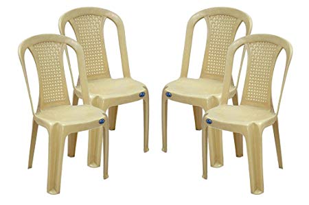 Nilkamal Plastic Armless Chair(Beige, 39x47x89cm) - Set of 4