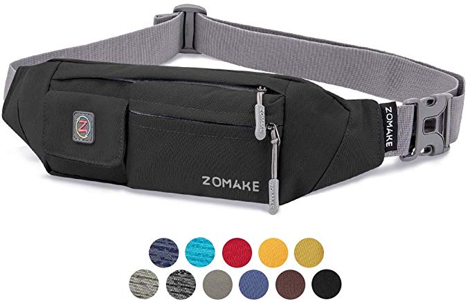 ZOMAKE Fanny Pack for Men and Women, Slim Belt Bag Water Resistant Waist Bag Pack for Running Cycling Carrying iPhone X Samsung S8