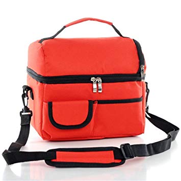 ZOORON Multifunctional 8L Ice Pack 600D Oxford Waterproof Durable Insulated Large Reusable Cooler Fresh Lunch Bags Frozen or Warm Keeping Tote Handbag (Red)
