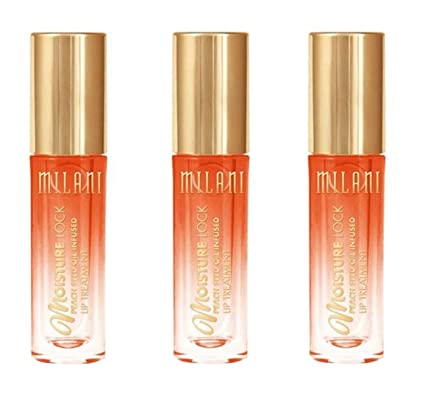 Pack of 3 Milani Moisture Lock Peach Seed Oil Infused Lip Treatment, Rejuvenating Peach Mango (03)