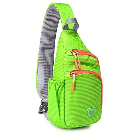 Lecxci Outdoor Chest Backpack Lightweight Waterproof Nylon Sling Shoulder Bag for Running Hiking