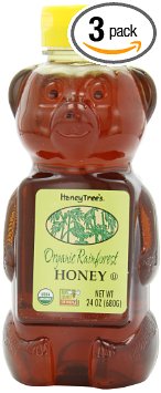HoneyTree's Organic Tropical Honey, 24-Ounce Plastic Bears (Pack of 3)