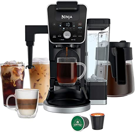 Ninja CFP451CO DualBrew System 14-Cup Coffee Maker, Single-Serve Pods & Grounds, 4 Brew Styles, Built-In Fold Away Frother, 70-oz. Water Reservoir & Carafe, Black (Renewed)