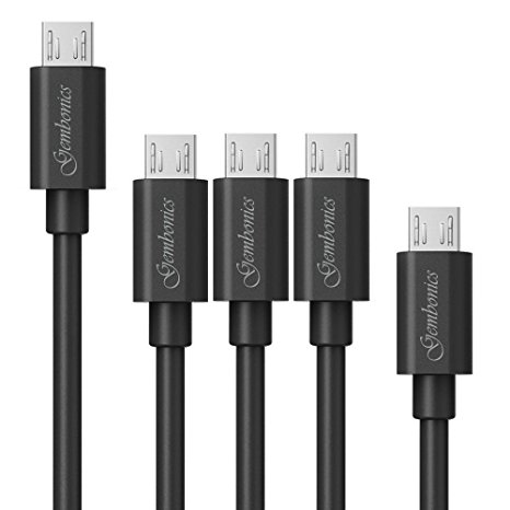 Micro USB Cables, Gembonics [5 Pack] 3ft, 6ft, 1ft Premium High Speed USB 2.0 A Male to Micro B Sync and Charge Cables for Android, Samsung, HTC, Motorola, Nexus, Nokia, Power Bank and More (Black)