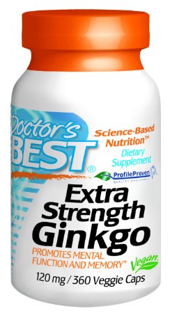 Doctors Best Extra Strength Ginkgo 120 Mg Vegatarian Capsules 360 Count