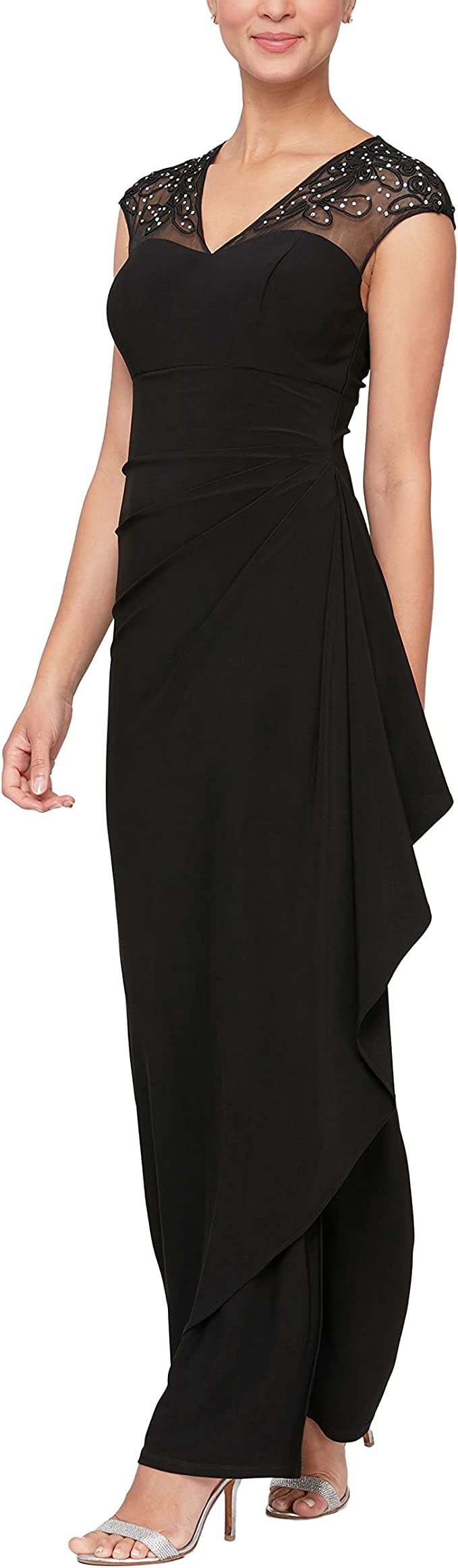 Alex Evenings Women's Long Dress with Knot Front Detail