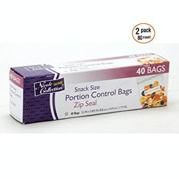 Portion Control Zip Seal Plastic Bags Value Pack 80 Count