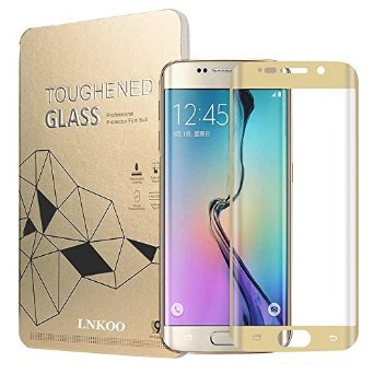 Samsung Galaxy S6 Edge Tempered Glass Screen Film Protector: Valuebuybuy 9H 0.2mm Thinest Full Cover Curved Edge to Edge Protection Armor Guard Shatterproof - S6 Edge Gold