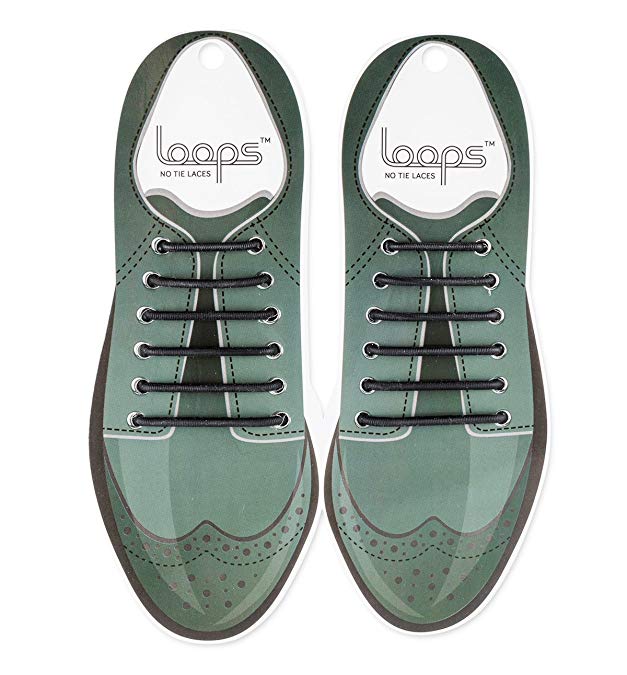 LOOPS FORMAL NO TIE LACES, Elastic Slip on Shoelaces for Ultra Comfort and Confidence, Perfect for Men and Women Patented Anchor Type, Perfect for Oxfords, Brogues, Formal, Leather, Office Shoes, Black and Brown 100% Satisfaction Guarantee