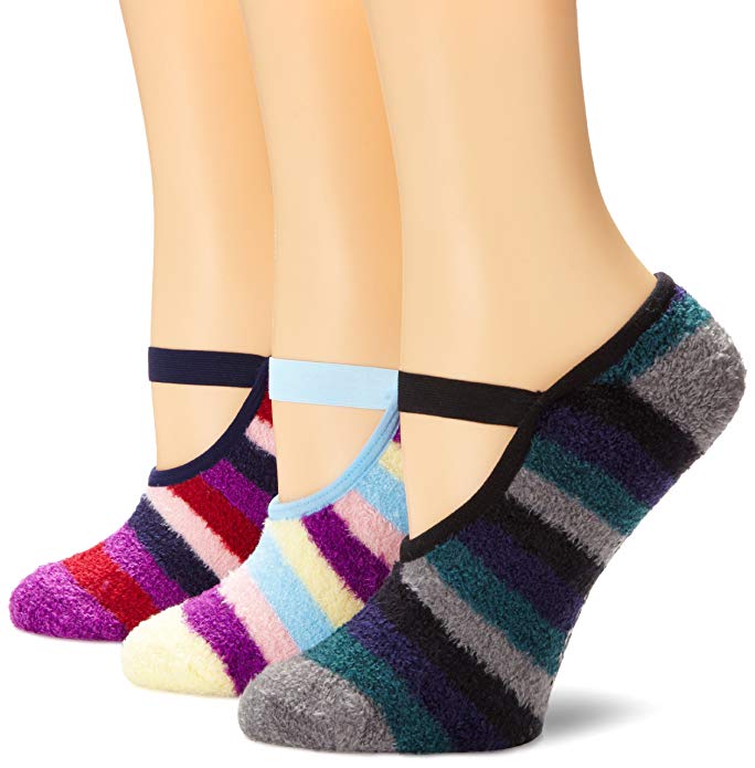 Muk Luks Women's Striped Buttercreme Maryjane with Aloe 3 Pair Pack