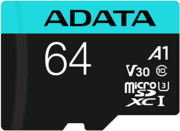 ADATA Premier Pro 64GB MicroSDXC UHS-I U3 V30 Class 10 A2 MircoSD Memory Card with Adapter AUSDX64GUI3V30SA2-RA1