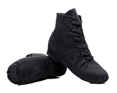 NLeahershoe Lace-up Canvas Dance Shoes Flat Jazz Boots for Practice, Suitable for Both Men and Women