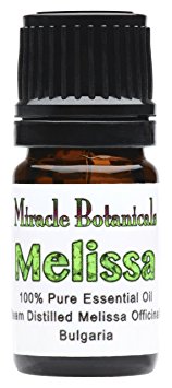 Miracle Botanicals Melissa (Lemonbalm) Essential Oil - 100% Pure High Quality Medicinal Grade Melissa Officinalis 5ml