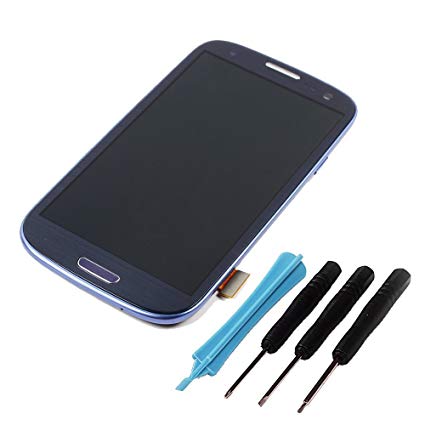 LL TRADER For Samsung Galaxy S III S3 i9300 GT-i9300 Blue LCD Display and Touch Screen Digitizer Outer Frame Assembly Replacement