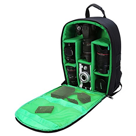 G-raphy Camera Bag Camera Backpack with Rain Cover for DSLR Cameras , Lens, Tripod and Accessories (Green, Large)