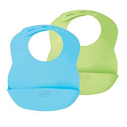 Summer Infant Bibbity Rinse & Roll Bib, 2 Pack- Blue/Green