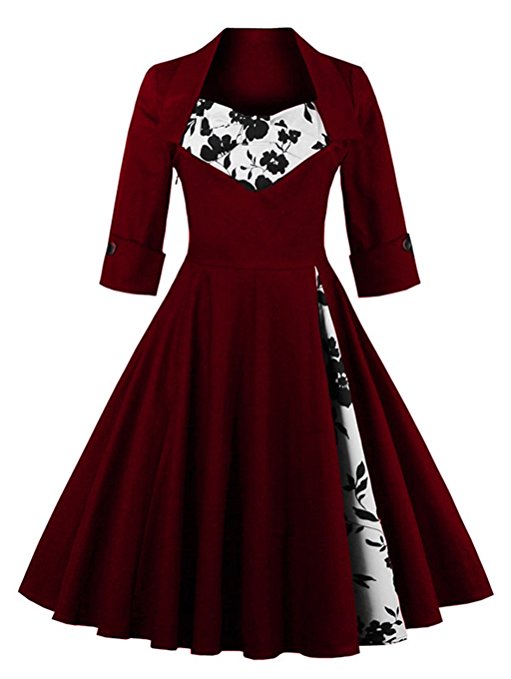 Kilolone Women 50s Vintage Classic Half Sleeve Bodycon Evening Bridesmaid Dress