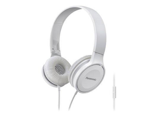 Panasonic Best in Class Over-the-Ear Stereo Headphones RP-HF100M-W (White) Integrated Mic and Controller, Travel-Fold Design, Matt Finish, iPhone, Android Compatible