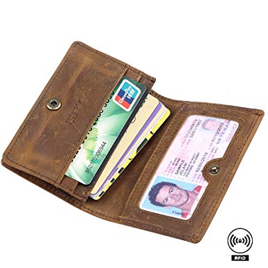 Men's Credit Card Holder Slim Leather RFID Blocking Wallet Case for Men Pabin