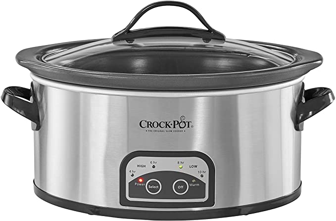 Crock Pot Smart Pot Slow Cooker with Easy to Clean Stoneware | Programmable Crock Pot | 6 quart | Stainless Steel