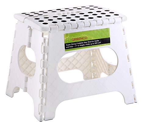 Greenco Super Strong Foldable Step Stool for Adults and Kids, 11", White