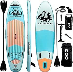 Roc Inflatable Stand Up Paddle Boards with Premium SUP Paddle Board Accessories, Wide Stable Design, Non-Slip Comfort Deck for Youth & Adults